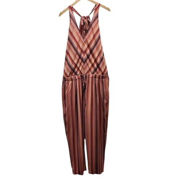 Wonderly Tie Waist T Back Jumpsuit striped rayon 1X new NWT - Picture 3 of 11